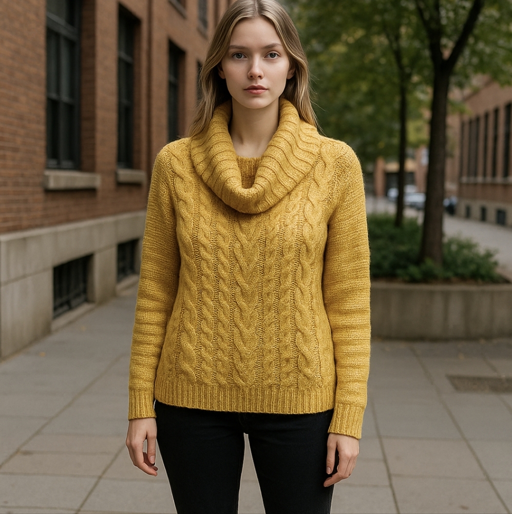 It's Our Time Cowl Neck Cable Knit Sweater